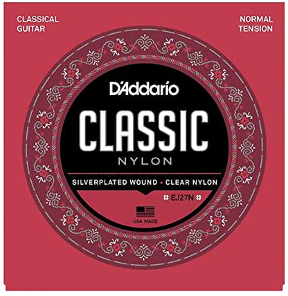 Encordadura D'Addario EJ-27N Guitarra Clásica Nylon Clear Tensión Normal