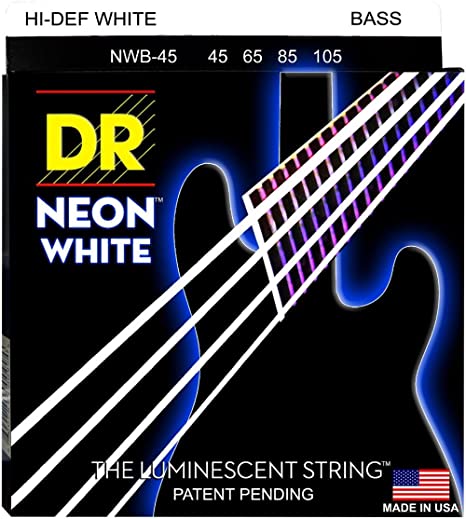 Juego de Cuerdas DR Neon Blanco Bajo Eléctrico 4 Cuerdas .045-.105