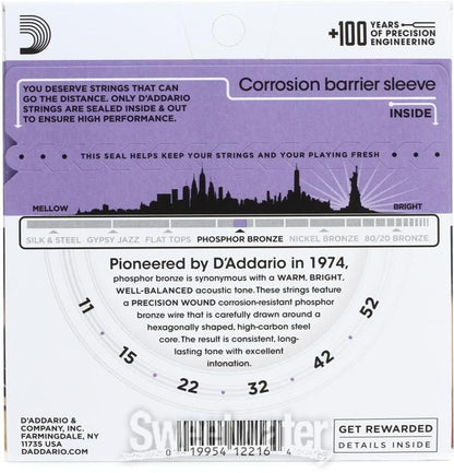 Encordadura D'Addario EJ-26 Guitarra Acústica Fósforo Bronce