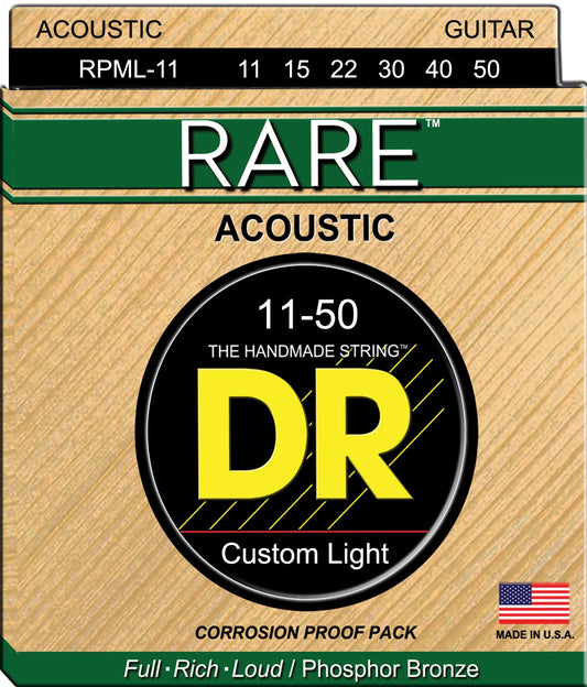 Juego de Cuerdas DR Rare para Guitarra Electroacústica Custom .011-.050
