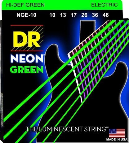 Juego de Cuerdas DR Neon Green Hi-Def Guitarra Eléctrica .010-.046