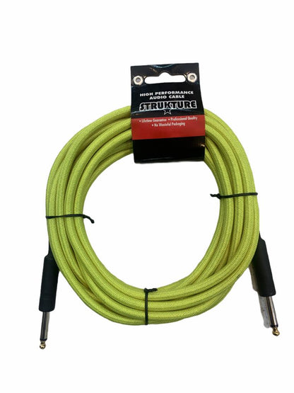 Cable Texturizado para Instrumento Strukture Amarillo Neon Plug 1/4 5.7m