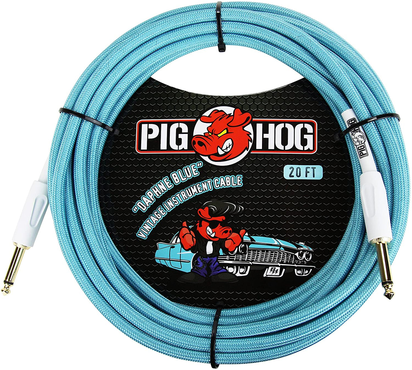 Cable Texturizado para Instrumento Daphne Blue 6.10mt 1/4"-1/4" Pig Hog Pch20db