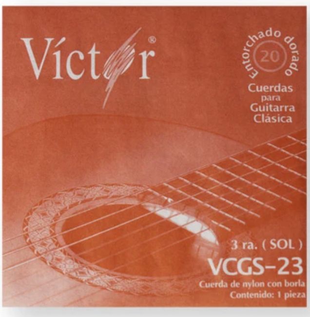 Paquete 6 Cuerdas Guitarra Clásica Victor Nylon Negro 3a
