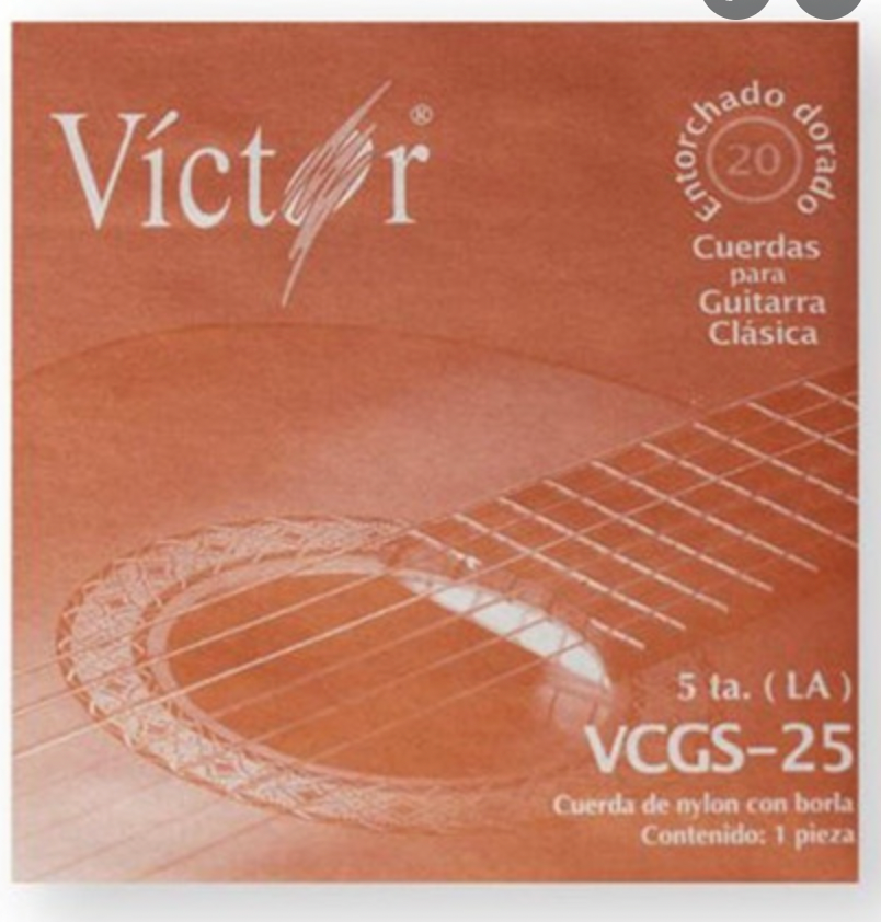 Paquete 6 Cuerdas Guitarra Clásica Victor Entorchado Dorado 5a