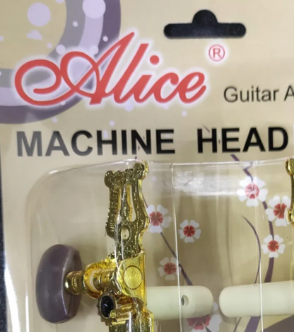 Maquinaria P/guitarra Clasica Dorada Clavija Gris Alice ⌘ Ao-020b4p
