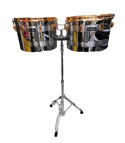 Timbales Extreme Vaso Largo 14" X 10" y 15" X 10" Aro y Lugs Cobrizados