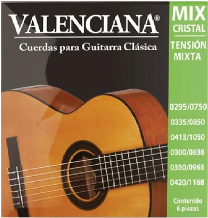 Encordadura La Valenciana Guitarra Clásica Nylon Tensión Mixta Cristal