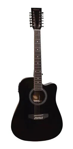 Guitarra Texana Electroacustica Negra 12 Cdas Segovia