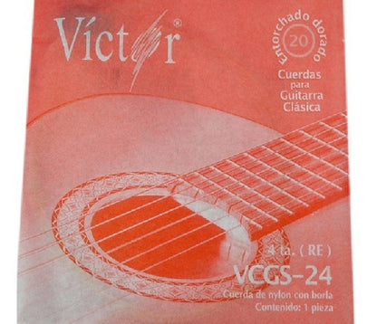 Cuerda Suelta Guitarra Clásica Víctor Nylon Entorchado Dorado 4a