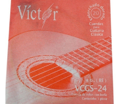 Cuerda Suelta Guitarra Clásica Víctor Nylon Entorchado Dorado 4a