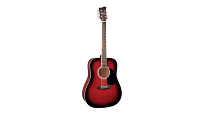 Paquete Guitarra Acústica Jay Turser Roja con Funda Púas Afinador