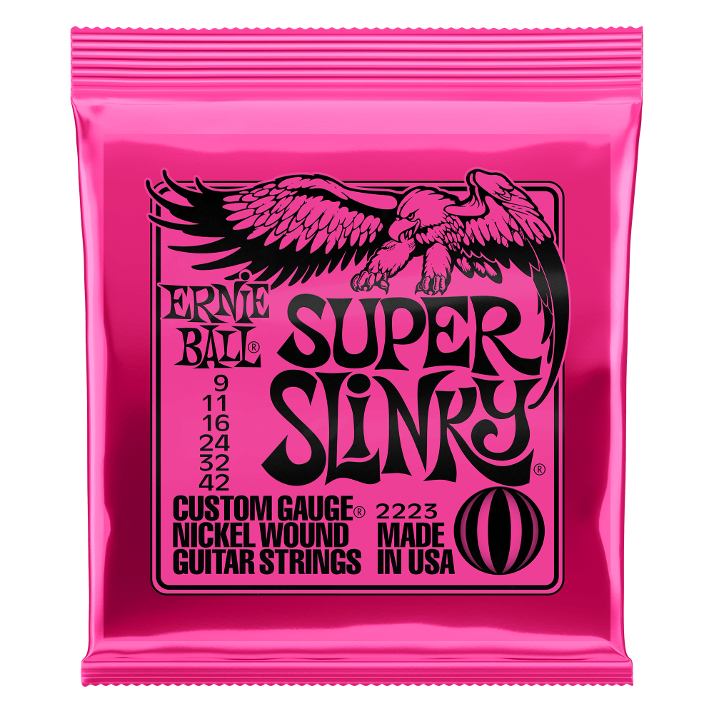 Encordadura Guitarra Electrica Ernie Ball Superslinky Rosa .09-.42 2223