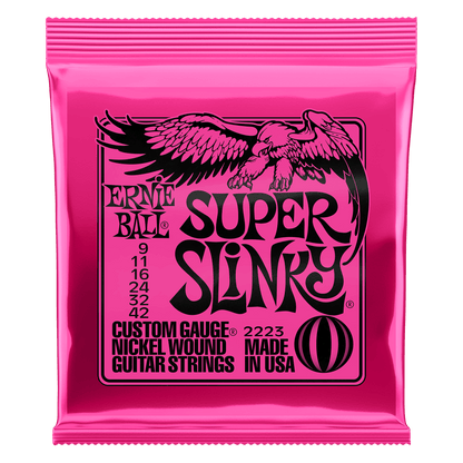 Encordadura Guitarra Electrica Ernie Ball Superslinky Rosa .09-.42 2223