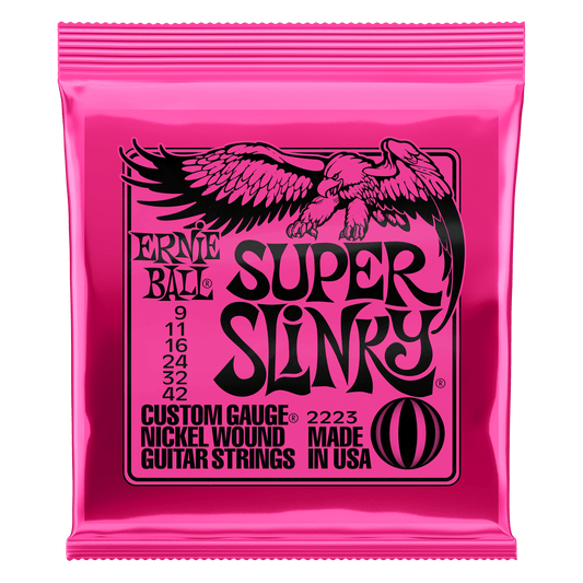 Encordadura Guitarra Electrica Ernie Ball Superslinky Rosa .09-.42 2223