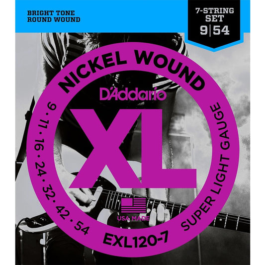 Encordadura D'Addario Guitarra Eléctrica 7 Cuerdas EXL-120-7