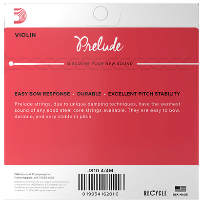 Encordadura D'Addario Prelude Violín J810 4/4 Tensión Media