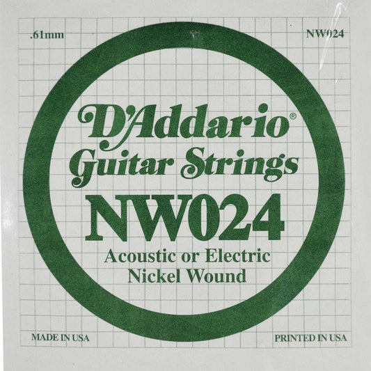 Cuerda Suelta D'Addario NW-024 Guitarra Eléctrica .024 Níquel
