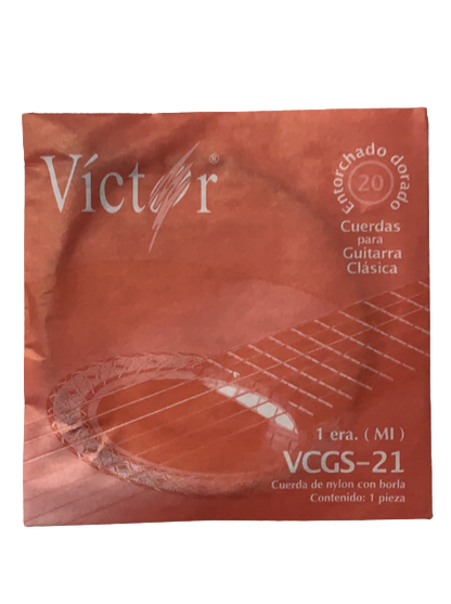 Paquete de 6 Cuerdas Victor Guitarra Clásica Nylon Negro 1a