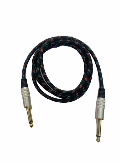 Cable Audio Planchado Plug 6,3 Mono Punta Dorada 1,5m