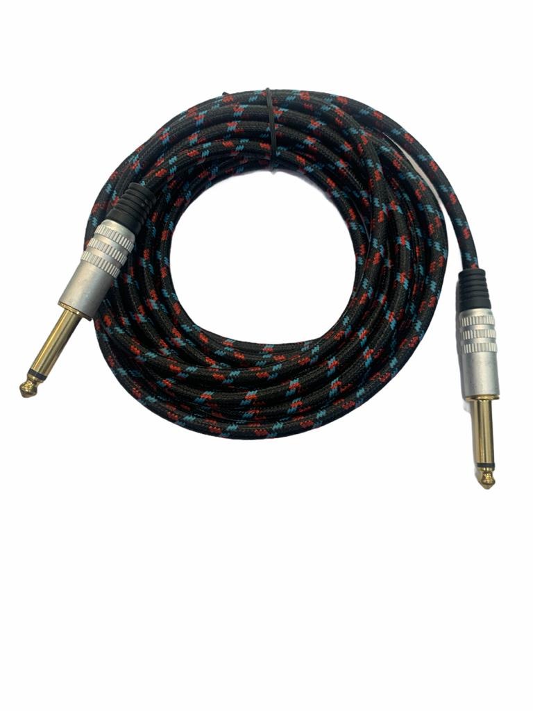 Cable Audio Planchado Plug 6,3 Mono Punta Dorada 5m