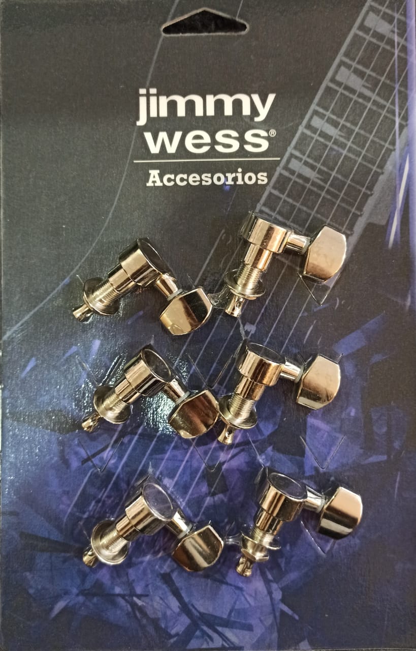 Maquinaria Jimmy Wess para Guitarra Electrica 6 en Linea Niquelada (perno y Bot.met