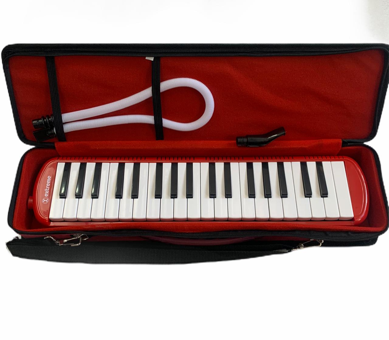 Melodica Extreme 37 Teclas 3 Octavas Estuche con Cierre Roja