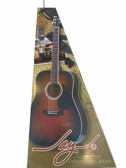 Paquete Guitarra Acústica Jay Turser Roja con Funda Púas Afinador