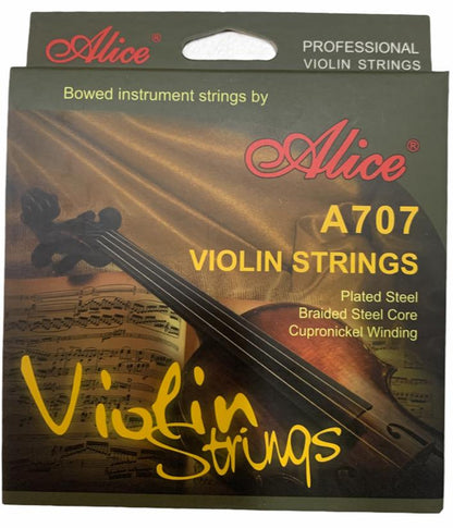 Juego de Cuerdas P/violin 4/4 Acero‐ Entorchado Plata Alice A707