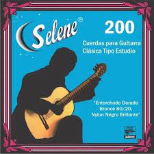 Encordadura Selene Guitarra Clásica Nylon Negro Entorchado Dorado sin Borla 200