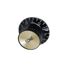 Perilla Tono Plastico Negra Calca Dorada para Guitarra Electrica Dpk-400td