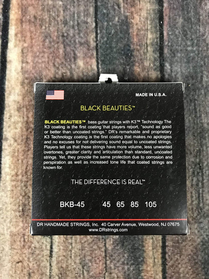 Juego de Cuerdas DR Bajo Eléctrico 4 Cuerdas Black Beauties Negras BKB-45