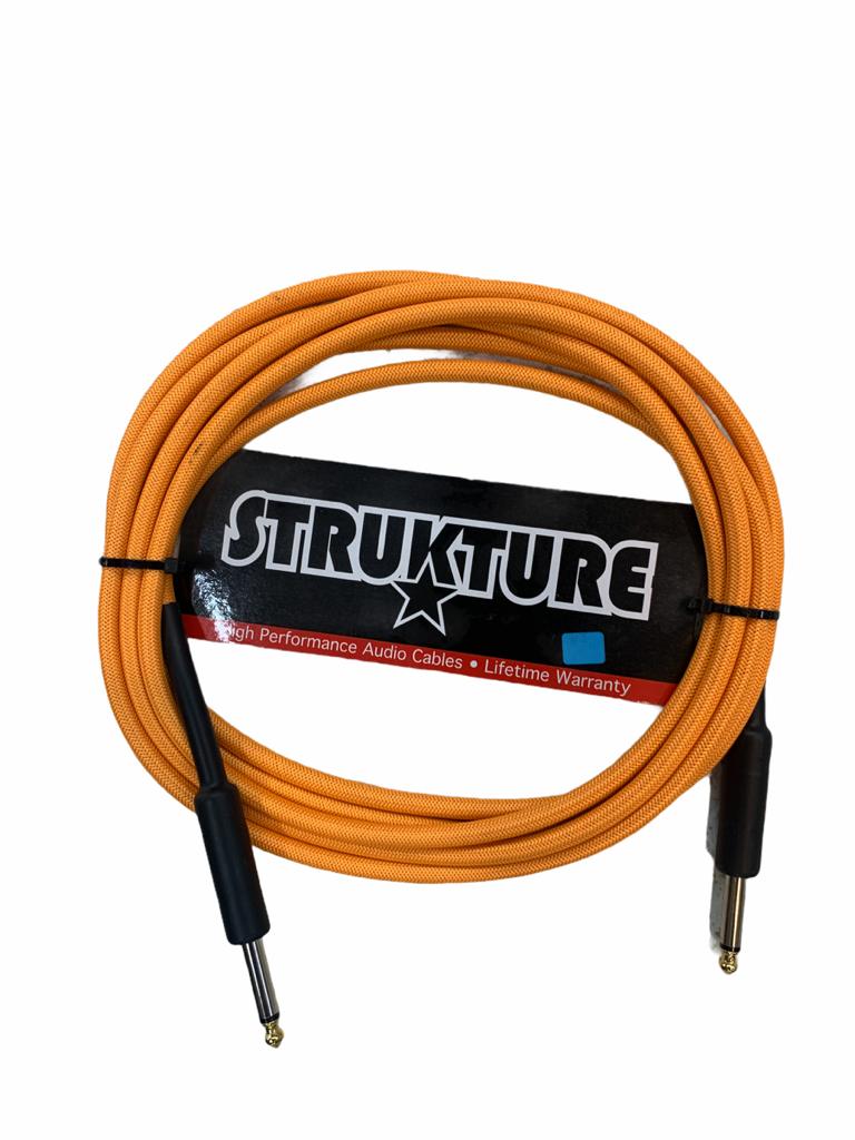 Cable para Instrumento Textil Naranja Neon 3.05 Mts 1/4¨- 1/4¨