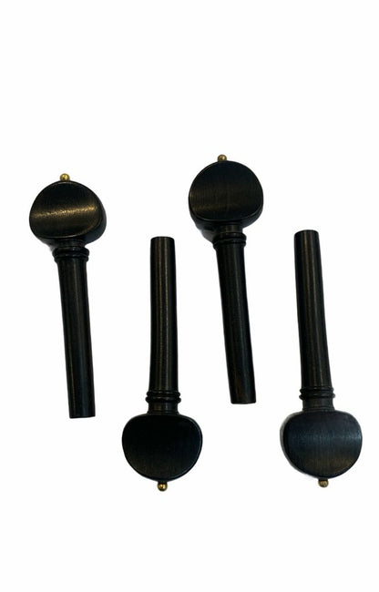 Juego Clavijas para Violin 4/4 de Ebano Mod. Ingles Punta Dorada
