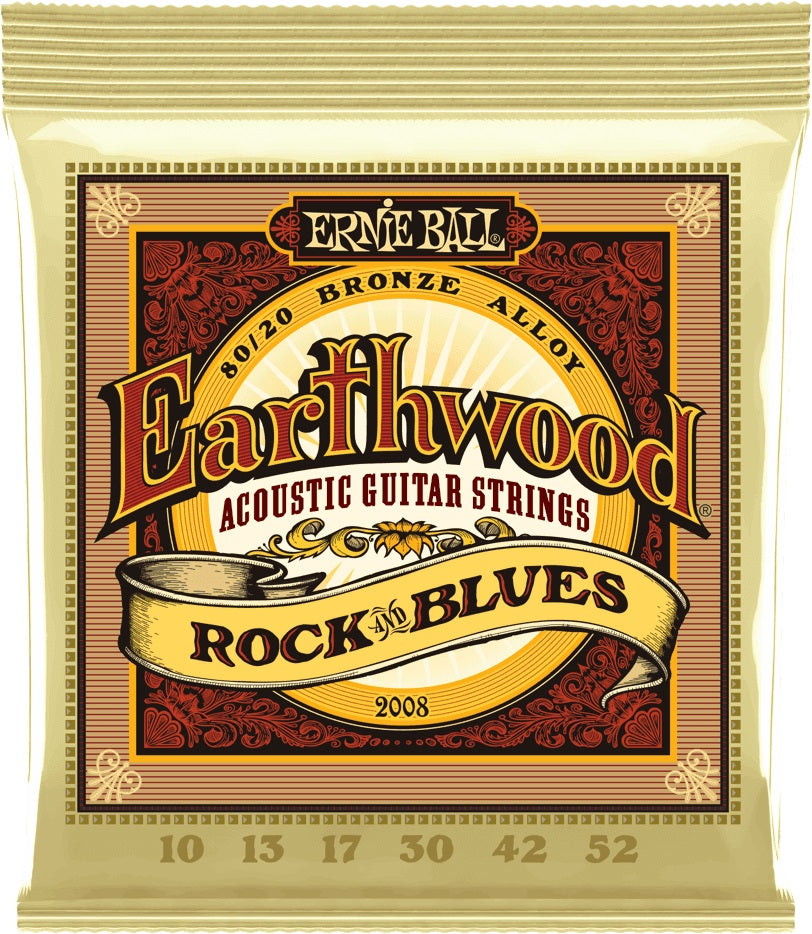 Encordadura Ernie Ball Guitarra Acústica Earthwood Rock and Blues Bronce 80/20