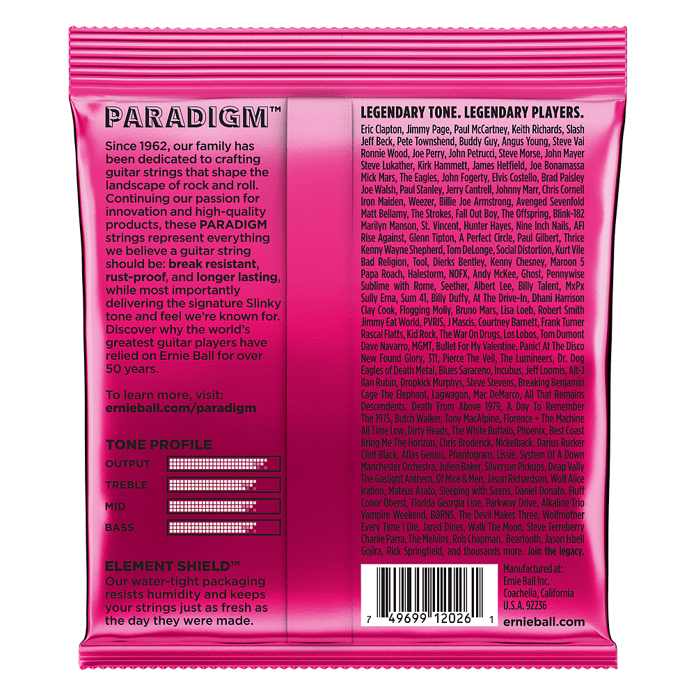 Encordadura Ernie Ball Guitarra Eléctrica Paradigm Slinky Rosa .009-.042 2023