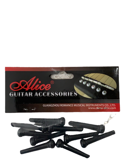 Juego de 6 Pivote para Guitarra Color Negro Alice